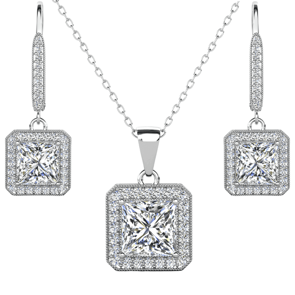 Cate & Chloe Ivy 18k White Gold Plated Jewelry Set with Simulated Diamond Crystals Gift for Women