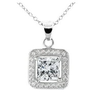 Cate & Chloe Ivy 18k White Gold Plated Silver Pendant Necklace | Women's Simulated Diamond Crystal Halo Necklace