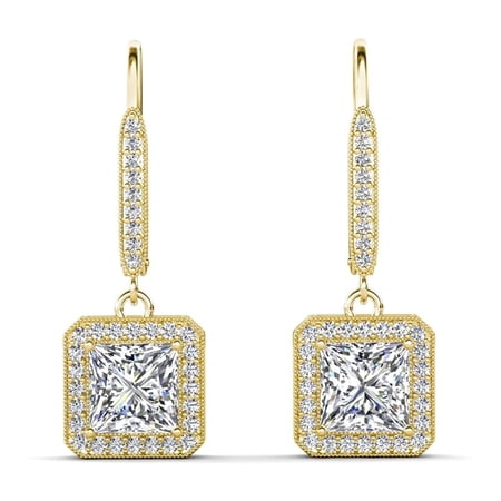 Cate & Chloe Ivy 18k Yellow Gold Plated Drop Earrings with Simulated Diamond Crystals for Women