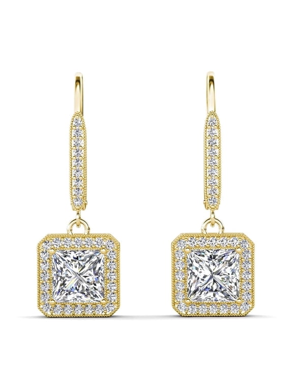 Ivy 18k Yellow Gold Plated Drop Earrings with Simulated Diamond Crystals for Women