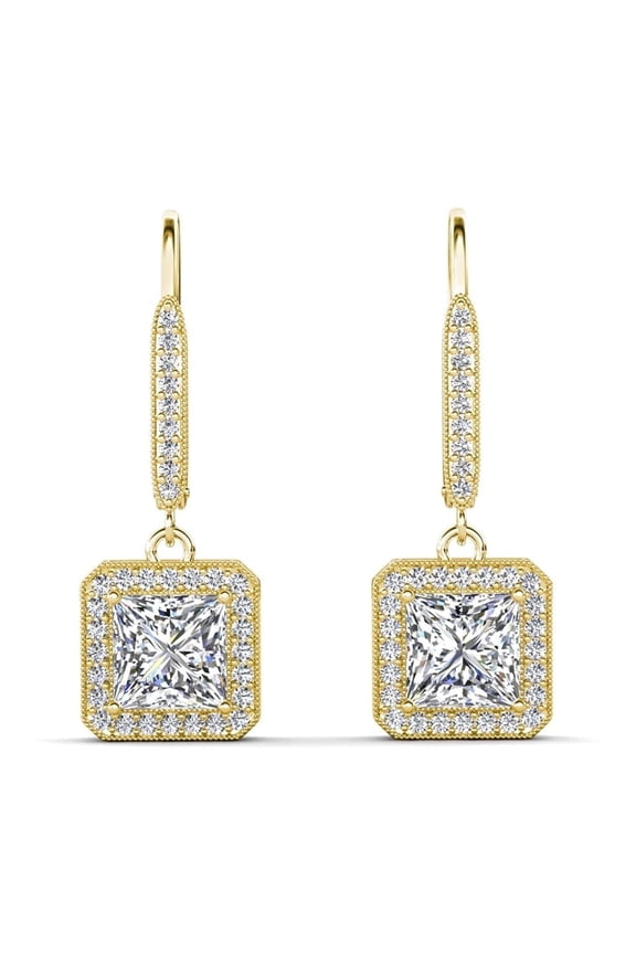 Ivy 18k Yellow Gold Plated Drop Earrings with Simulated Diamond Crystals for Women