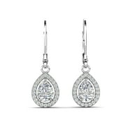 CATE & CHLOE Izzy 18k White Gold Plated Drop Earrings with Simulated Diamond Crystals Gift for Women