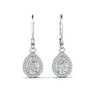 CATE & CHLOE Izzy 18k White Gold Plated Drop Earrings with Simulated Diamond Crystals Gift for Women
