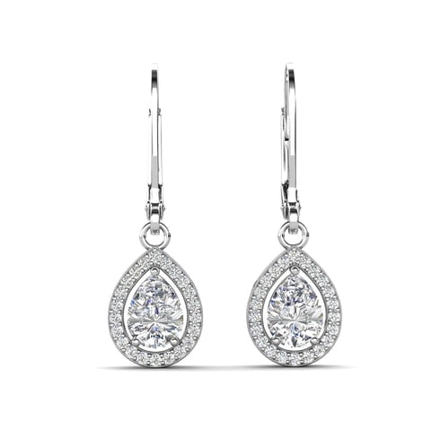 Izzy 18k White Gold Plated Drop Earrings with Simulated Diamond Crystals Gift for Women