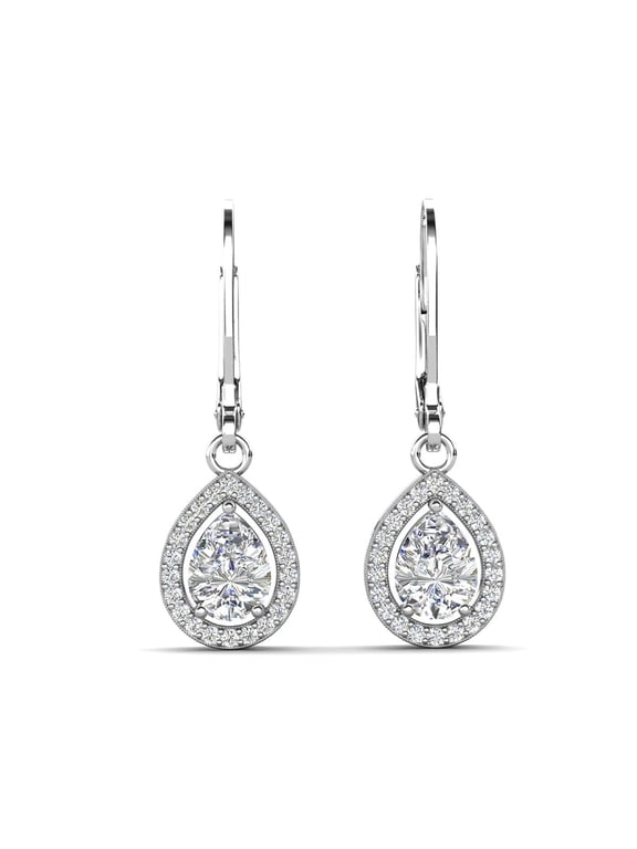 Izzy 18k White Gold Plated Drop Earrings with Simulated Diamond Crystals Gift for Women