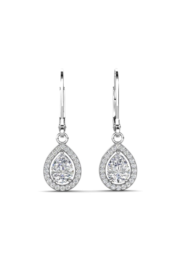 Izzy 18k White Gold Plated Drop Earrings with Simulated Diamond Crystals Gift for Women