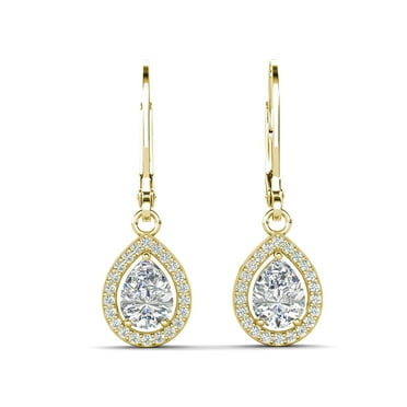Cate & Chloe Izzy 18k Yellow Gold Plated Drop Earrings with Simulated Diamond Crystals Gift for Women