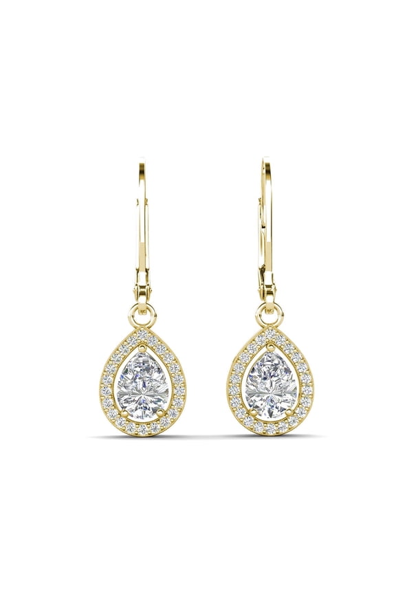 Izzy 18k Yellow Gold Plated Drop Earrings with Simulated Diamond Crystals Gift for Women