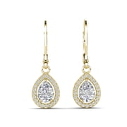 Cate &amp; Chloe Izzy 18k Yellow Gold Plated Drop Earrings with Simulated Diamond Crystals Gift for Women