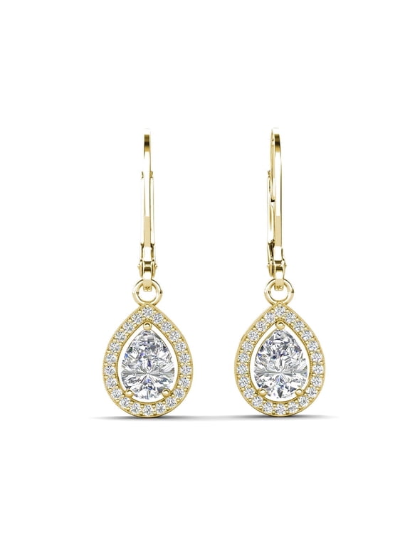 Izzy 18k Yellow Gold Plated Drop Earrings with Simulated Diamond Crystals Gift for Women