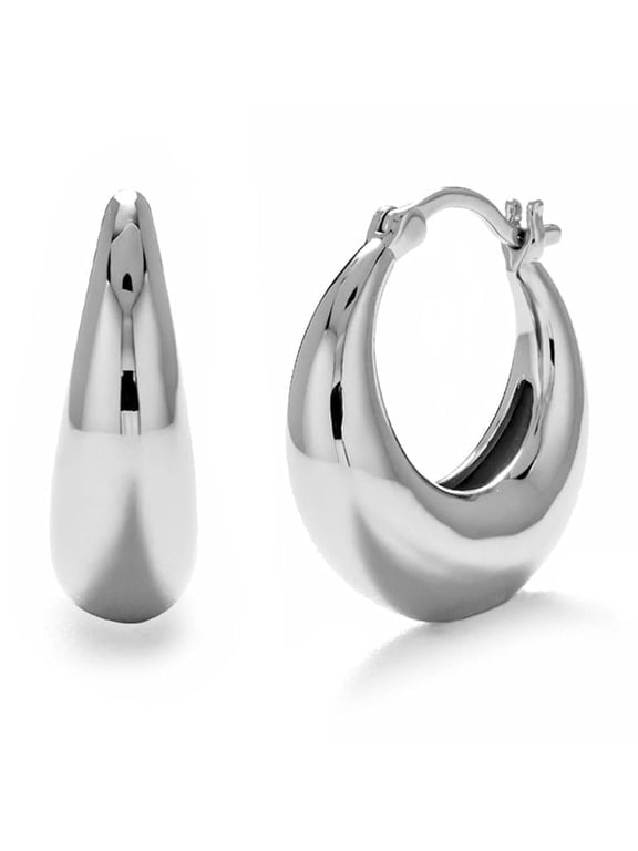 Jacqueline 18k White Gold Plated 21mm Hoop Earrings for Women, Gift for Her