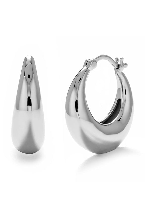 Jacqueline 18k White Gold Plated 21mm Hoop Earrings for Women, Gift for Her