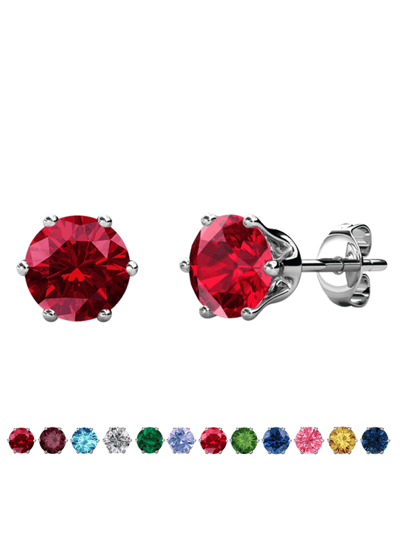January Birthstone 18k White Gold Plated Women's Stud Earrings 1ct Swarovski Crystal