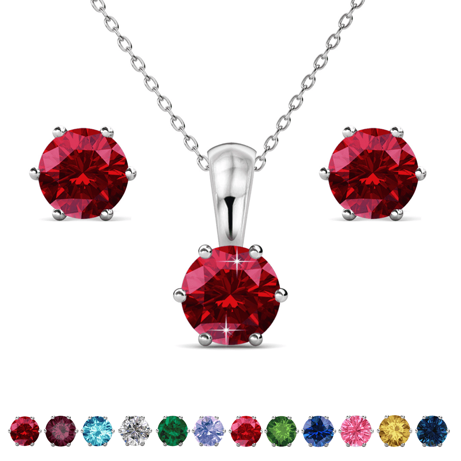 Cate & Chloe Janurary Birthstone 18k White Gold Plated Women Jewelry Set with 1ct Swarovski Crystal