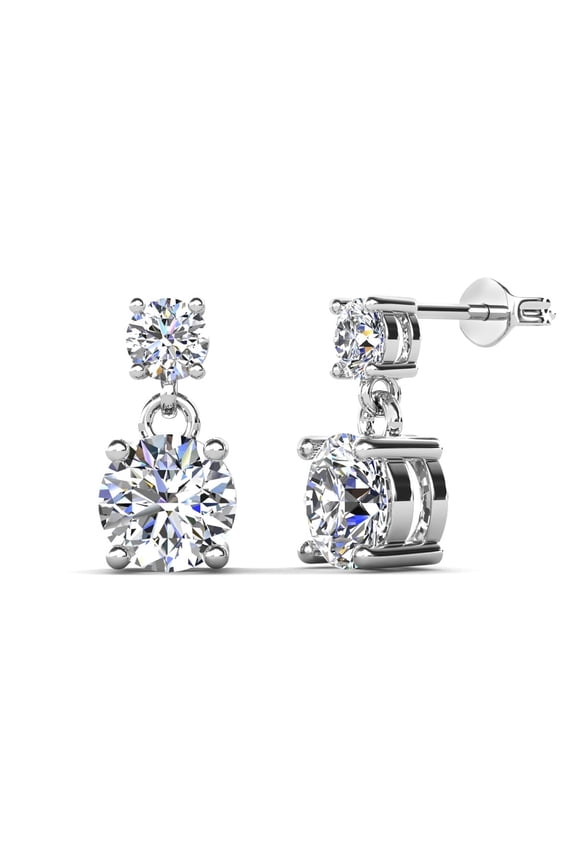 Jasmine 18k White Gold Plated Stud Earrings with Swarovski Crystals Gift for Women