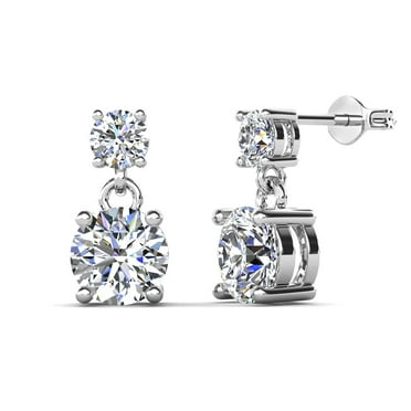 Cate & Chloe Jasmine 18k White Gold Plated Stud Earrings with Swarovski Crystals Gift for Women