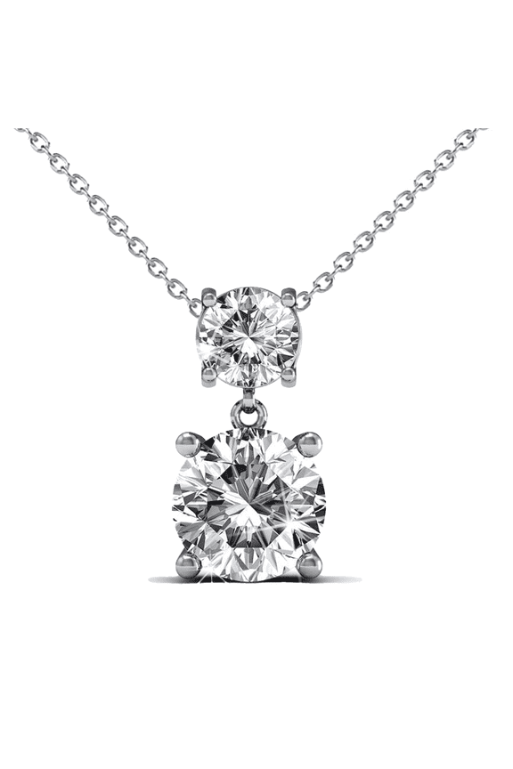 Jasmine 18k White Gold Plated Drop Pendant Necklace with Swarovski Crystals for Women