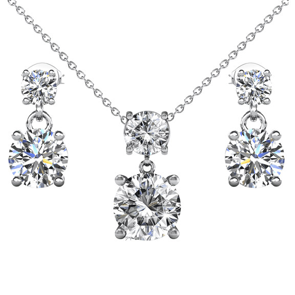Cate & Chloe Jasmine 18k White Gold Plated Jewelry Set with Swarovski Crystals Gift for Women