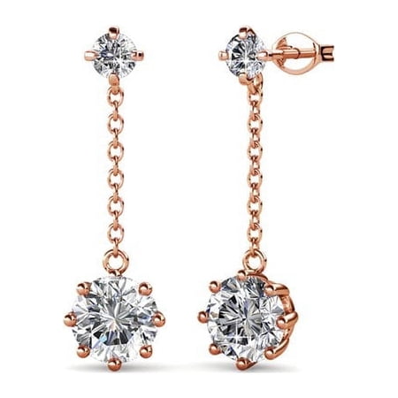 Cate & Chloe Jessie 18k Rose Gold Plated Drop Earrings with Swarovski Crystals for Women