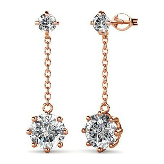 Cate & Chloe Jessie Lively 18k Rose Gold Plated Drop Earrings with Swarovski Crystals for Women