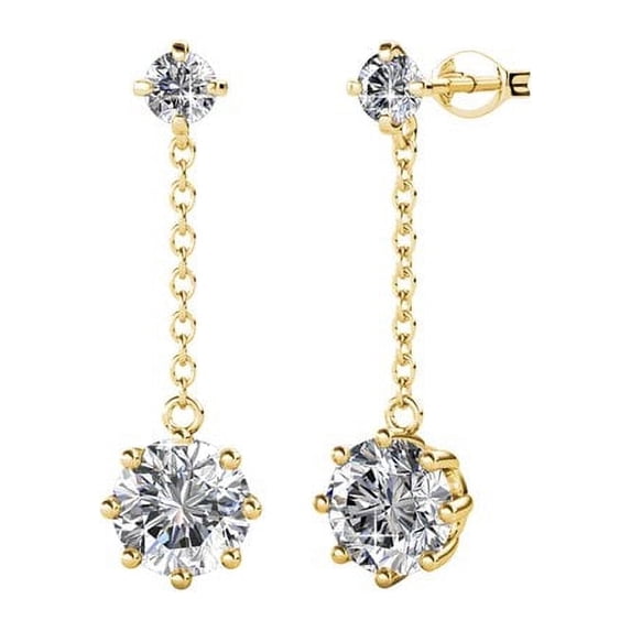 Cate & Chloe Jessie 18k Yellow Gold Plated Drop Earrings with Swarovski Crystals for Women