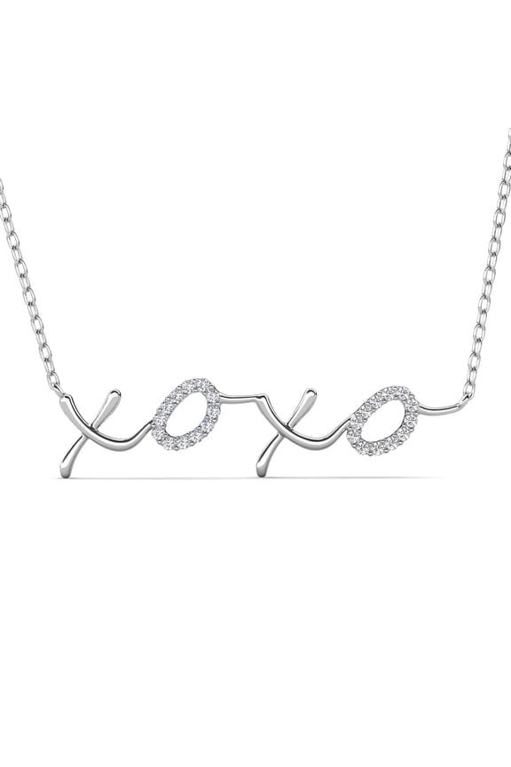 Jocelyn 18k White Gold Plated XOXO Pendant Necklace with Swarovski Crystals