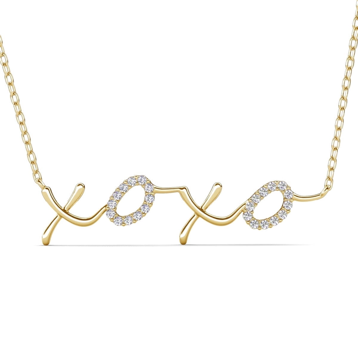 Cate & Chloe Jocelyn 18k Yellow Gold Plated XOXO Pendant Necklace with Swarovski Crystals
