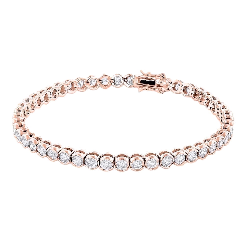 Cate & Chloe Joelle 18k Rose Gold Plated Tennis Bracelet with Simulated Diamond Crystals for Women
