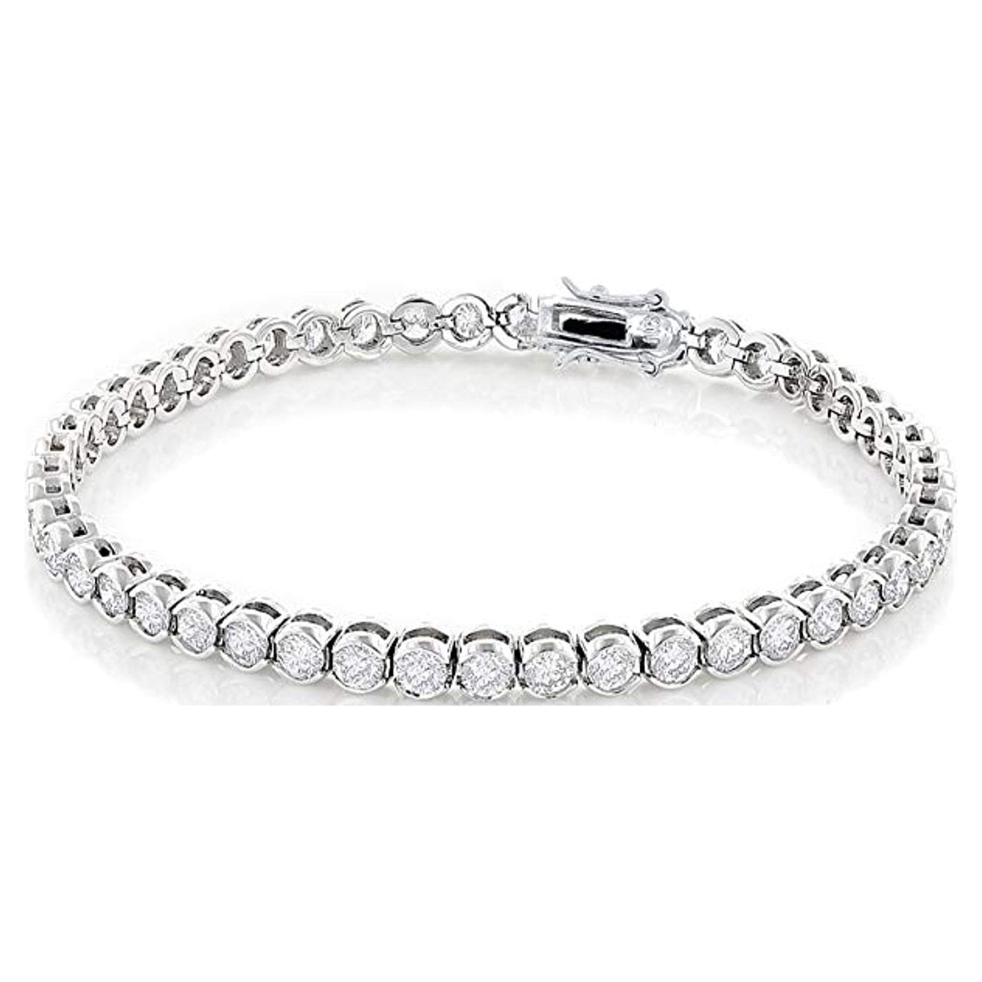 Joelle 18k White Gold Plated Tennis Bracelet with Simulated Diamond Crystals for Women