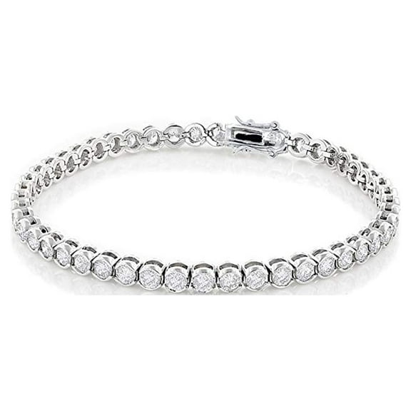 Cate & Chloe Joelle 18k White Gold Plated Tennis Bracelet with Simulated Diamond Crystals for Women