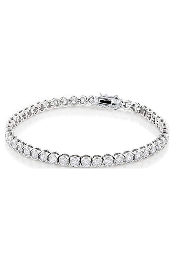Joelle 18k White Gold Plated Tennis Bracelet with Simulated Diamond Crystals for Women