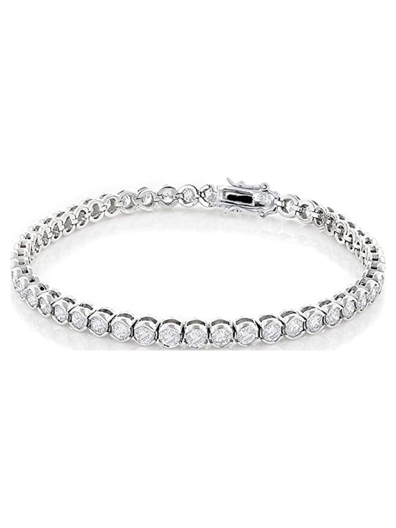 Joelle 18k White Gold Plated Tennis Bracelet with Simulated Diamond Crystals for Women