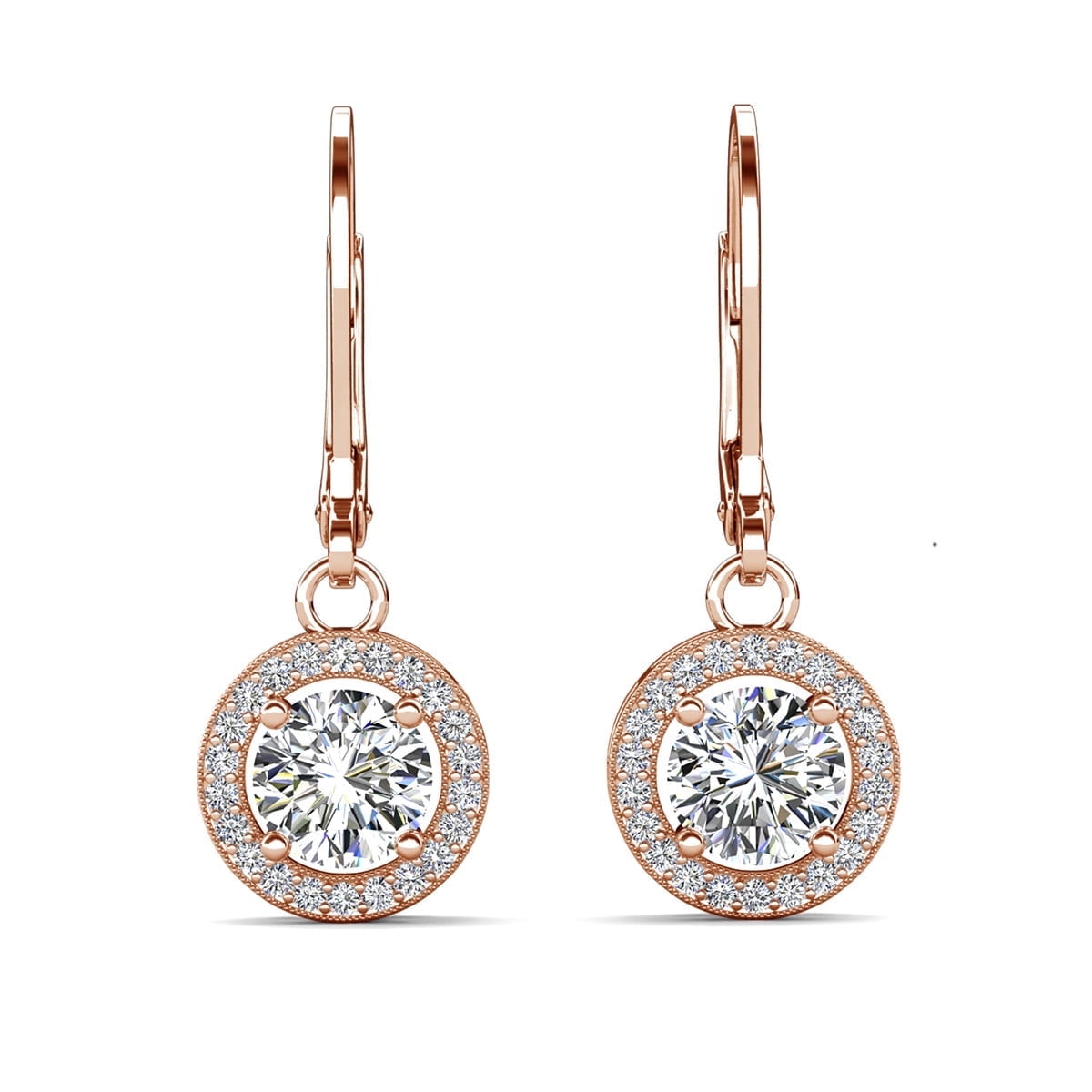 Cate Chloe Corina 18k Rose Gold Plated Hoop Earrings with Swarovski Crystals Gift for Women