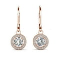 thumbnail image 1 of Cate & Chloe Juliana 18k Rose Gold Plated Halo Drop Earrings with Simulated Diamond for Women, 1 of 9