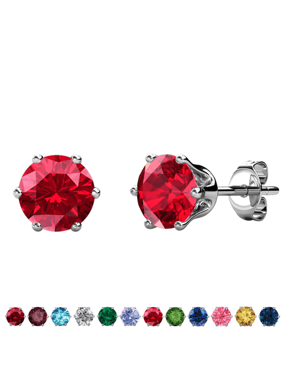 July Birthstone 18k White Gold Plated Women's Stud Earrings 1ct Swarovski Crystal