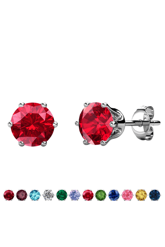 July Birthstone 18k White Gold Plated Women's Stud Earrings 1ct Swarovski Crystal