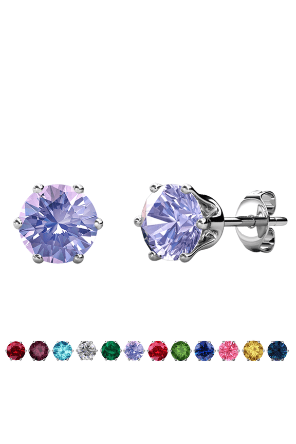 June Birthstone 18k White Gold Plated Women's Stud Earrings 1ct Swarovski Crystal