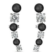 CATE & CHLOE Juniper "Graceful" 18k White Gold Plated Wrap Earrings with Swarovski and Black Beads for Women