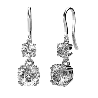 Cate & Chloe Kadence 18k White Gold Plated Dangle Earrings with Swarovski Crystals Gift for Women
