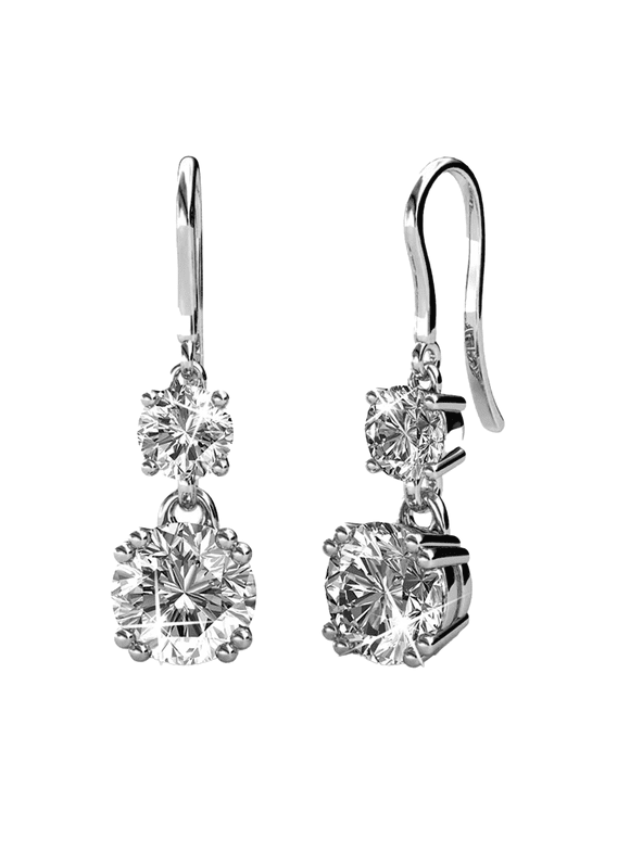 Kadence 18k White Gold Plated Dangle Earrings with Swarovski Crystals Gift for Women