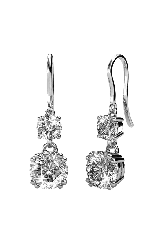 Kadence 18k White Gold Plated Dangle Earrings with Swarovski Crystals Gift for Women