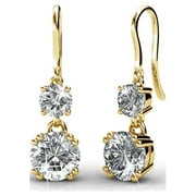 Cate & Chloe Kadence 18k Yellow Gold Plated Dangle Earrings | Women's Drop Earrings with Round Cut Crystals