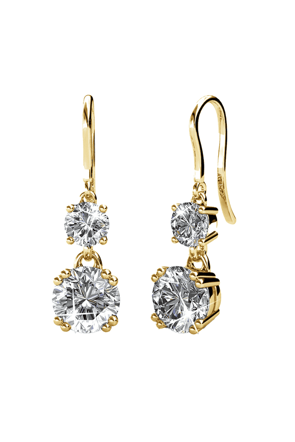 Kadence 18k Yellow Gold Plated Dangle Earrings with Swarovski Crystals Gift for Women
