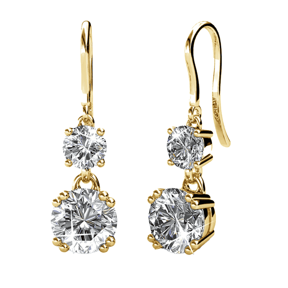 Cate & Chloe Kadence 18k Yellow Gold Plated Dangle Earrings with Swarovski Crystals Gift for Women