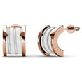 thumbnail image 1 of Cate & Chloe Kali 18k Rose Gold Plated Half Hoop Earrings with White Ceramic Inlay for Women, Gift for Her, 1 of 6
