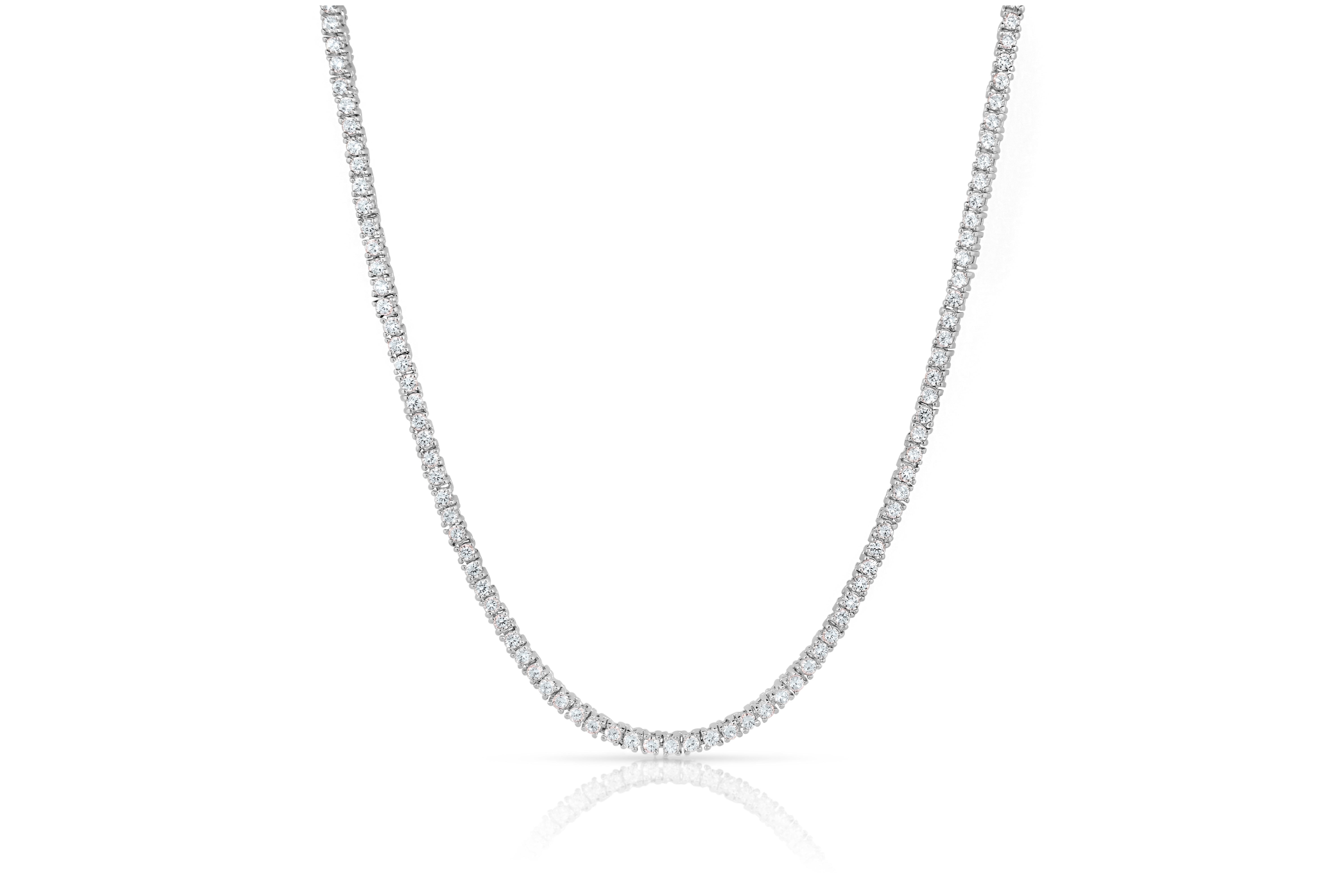 Cate & Chloe Kaylee 18k White Gold Plated Tennis Necklace with Simulated Crystals Gift for Women