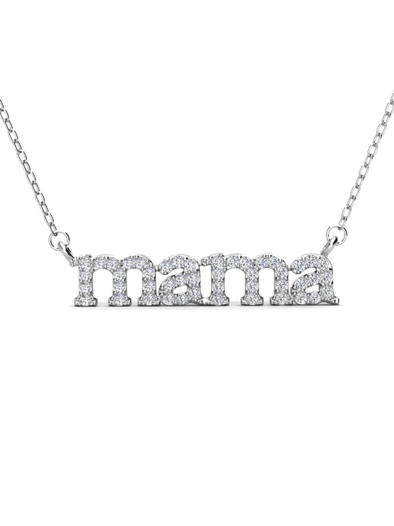 Kelly 18k White Gold Plated Mama Necklace with Swarovski Crystals for Women
