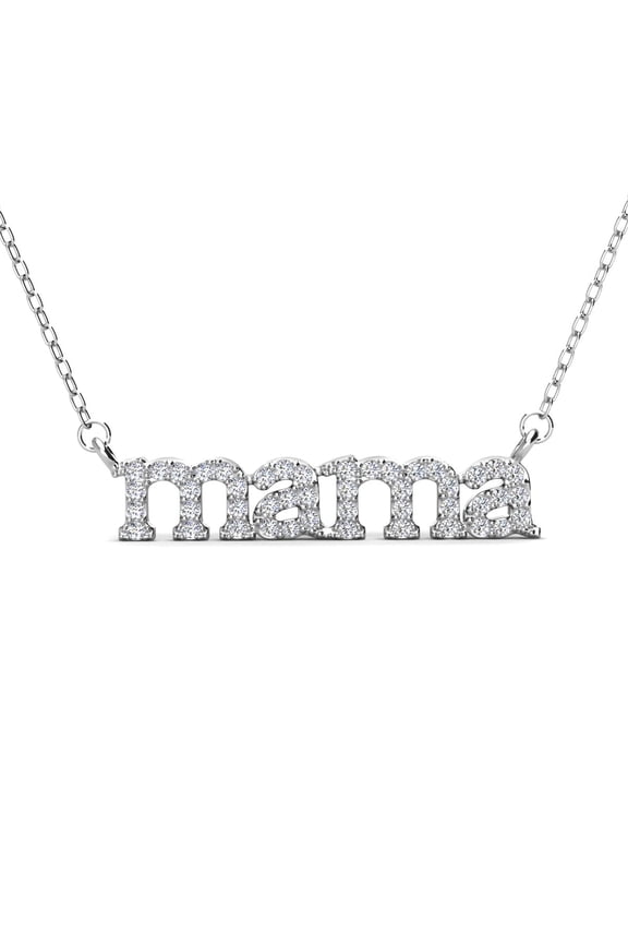 Kelly 18k White Gold Plated Mama Necklace with Swarovski Crystals for Women