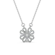 Cate & Chloe Kendra 18k White Gold Plated Heart Clover Necklace with Swarovski Crystals for Women