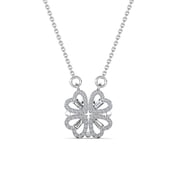 Cate & Chloe Posie 18k White Gold Plated Heart Clover Necklace with Swarovski Crystals for Women